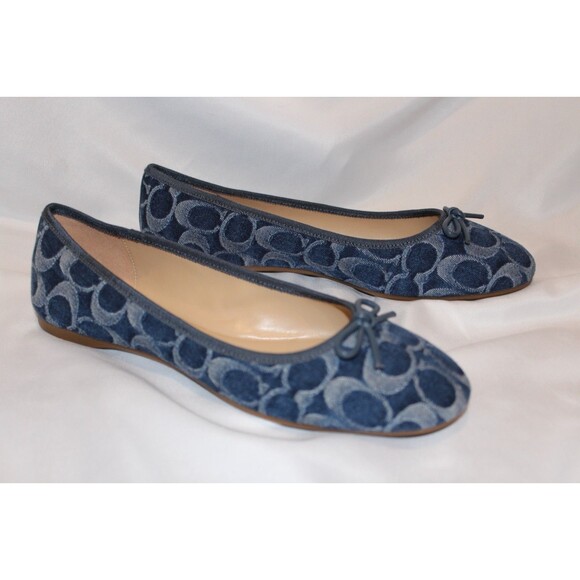 COACH WOME'S‎ ABIGAIL SIGNATURE C DENIM BLUE BALLET FLATS NIB - Picture 5 of 5
